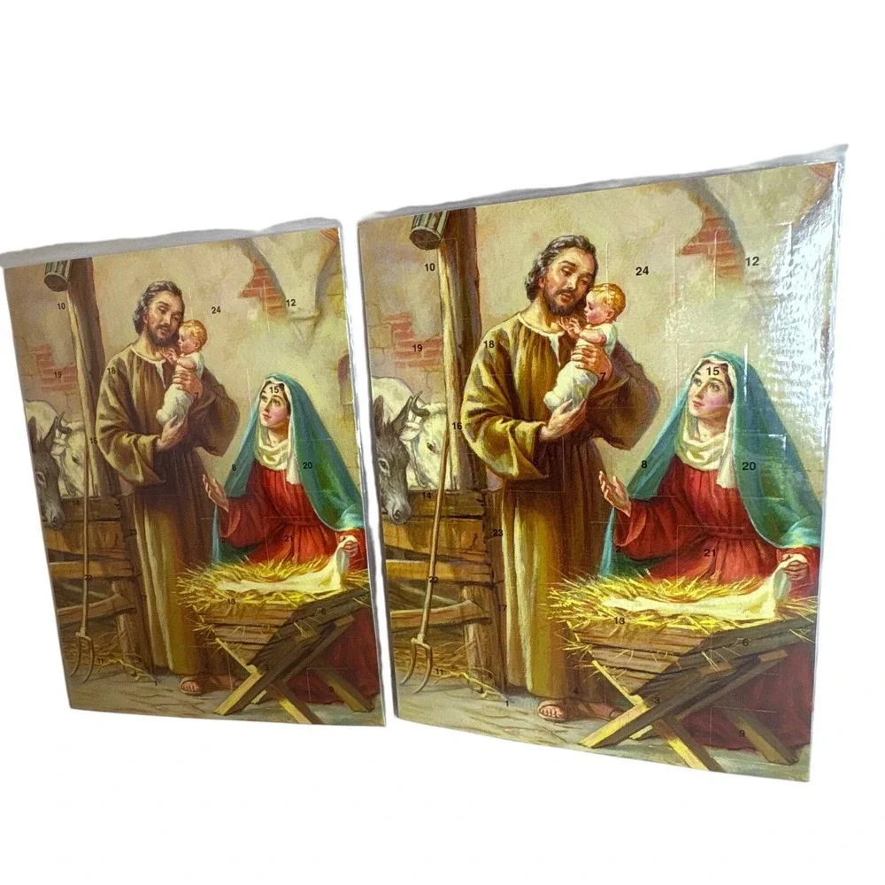 2 Vintage Christmas Nativity‎ Scene Advent Calendar 2000 Autom Doors Baby Jesus